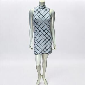 ROMEO & JULIET COUTURE Diamond Grid Mock Neck Bodycon Mini Dress - Size M